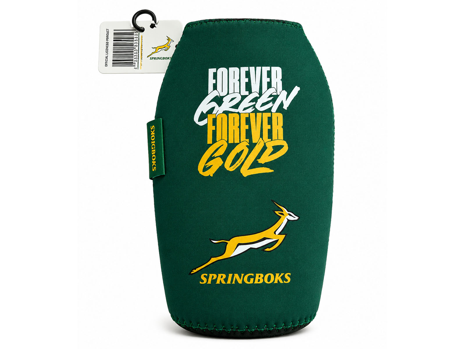 Springbok Rugby Supporter Zipped Neoprene Beverage Bottle Holder (750ml)