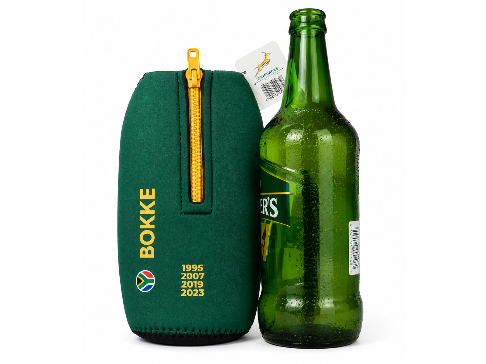 Springbok Rugby Supporter Zipped Neoprene Beverage Bottle Holder (750ml)