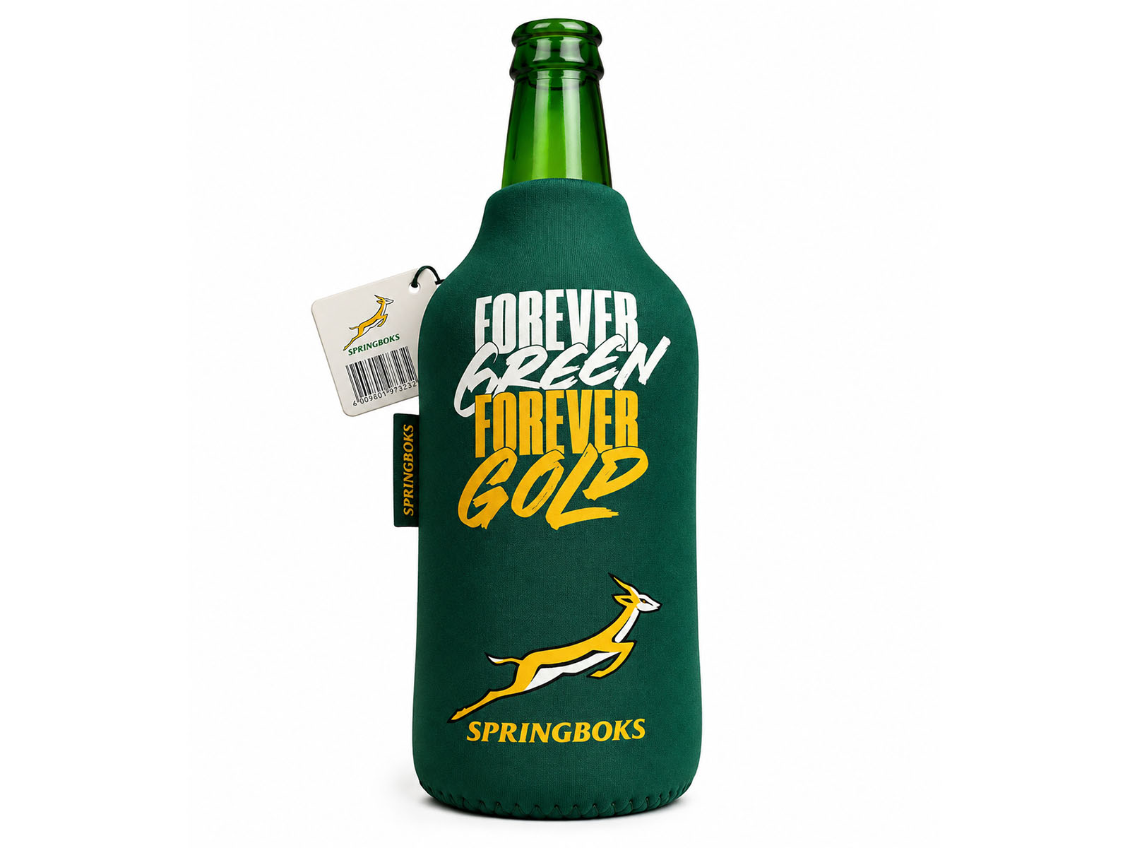 Springbok Rugby Supporter Zipped Neoprene Beverage Bottle Holder (750ml)