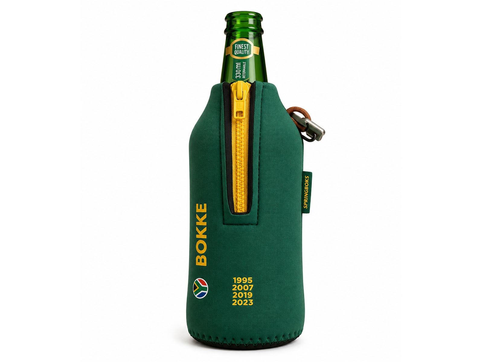 Springbok Rugby Supporter Zipped Neoprene Beverage Bottle Holder (750ml)